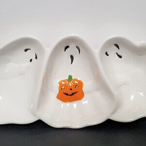 NEW Adorable Halloween Ghost Trio Candy Dish 12" l x 5 1/4" w x 1 1/2" h…
